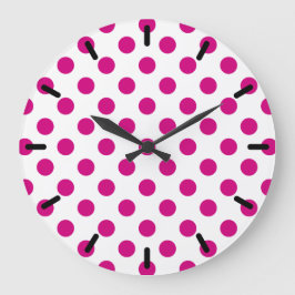 Fuchsia polka dots große wanduhr