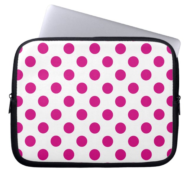 Fuchsia polka dots laptopschutzhülle (Vorderseite)
