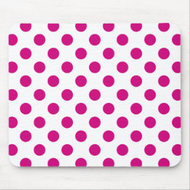 Fuchsia polka dots mousepad