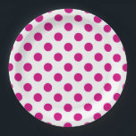 Fuchsia polka dots pappteller<br><div class="desc">Fuchsien und weiße Polka-Punkte</div>