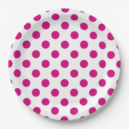 Fuchsia polka dots pappteller