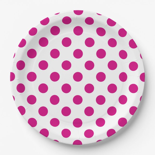 Fuchsia polka dots pappteller (Vorderseite)