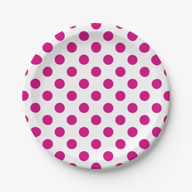 Fuchsia polka dots pappteller (Vorderseite)