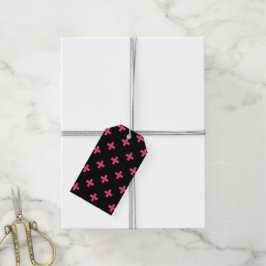 Fuchsia polka kreuzt schwarz geschenkanhänger