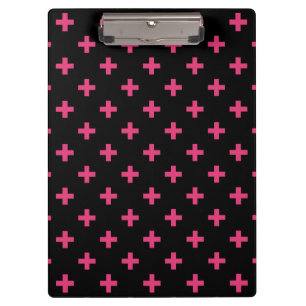 Fuchsia polka kreuzt schwarz klemmbrett