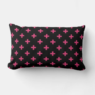 Fuchsia polka kreuzt schwarz lendenkissen