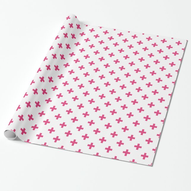 Fuchsia polka kreuzt weiß geschenkpapier (Ungerollt)