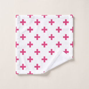 Fuchsia polka kreuzt weiß waschlappen