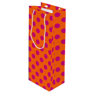 Fuchsia-Polka-Punkte auf Orange Geschenktüte Für Weinflaschen