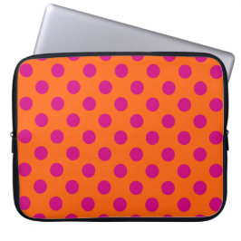 Fuchsia-Polka-Punkte auf Orange Laptopschutzhülle