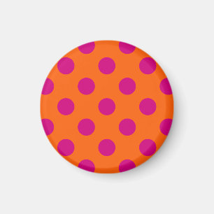 Fuchsia-Polka-Punkte auf Orange Magnet