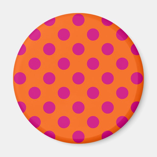 Fuchsia-Polka-Punkte auf Orange Magnet (Vorne)