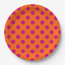 Fuchsia-Polka-Punkte auf Orange
