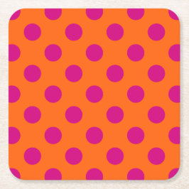 Fuchsia-Polka-Punkte auf Orange Rechteckiger Pappuntersetzer