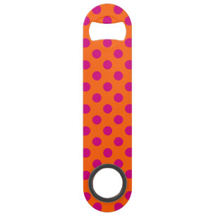 Fuchsia-Polka-Punkte auf Orange Speedflaschenöffner