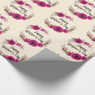 Fuchsia Poppies Blumenreath Happy Mother Day Geschenkpapier