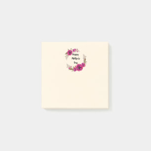 Fuchsia Poppies Blumenreath Happy Mother Day Post-it Klebezettel