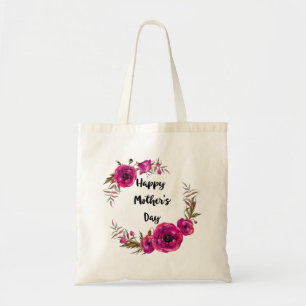 Fuchsia Poppies Blumenreath Happy Mother Day Tragetasche