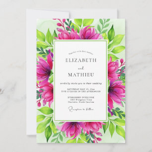 Fuchsia Prächtige Botanische Hochzeit Einladung