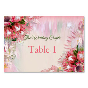 Fuchsia Protea - Blush & Gold Tischkarten Tischnummer