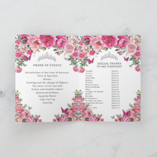 Fuchsia Quinceanera Padrinos Kirchenveranstaltunge Programm