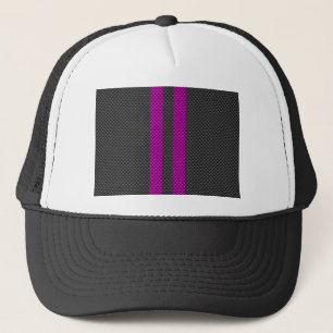 Fuchsia Racing Stripes im Carbon Fibre Style Truckerkappe
