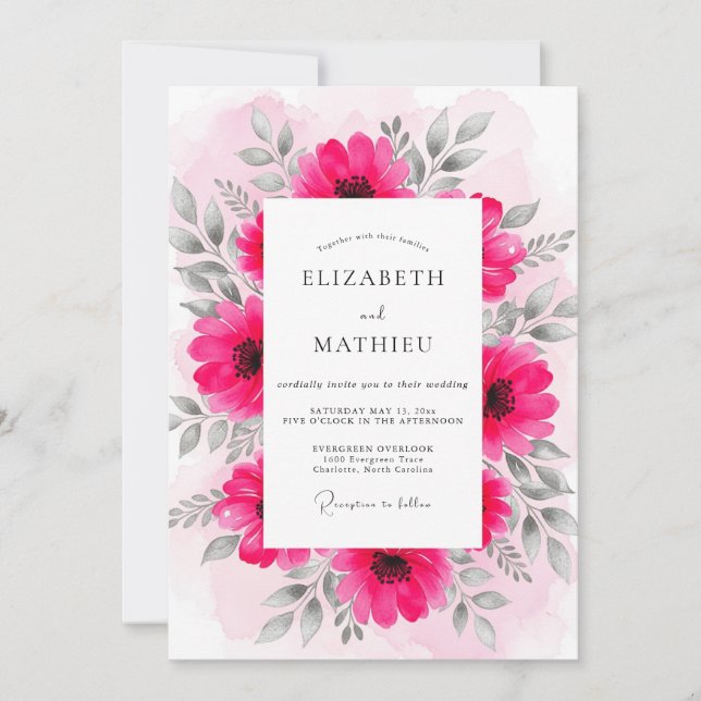 Fuchsia Radiant Spring Wedding Einladung (Vorderseite)