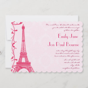 Fuchsia Raspberry Eiffel Tower Einladung zur Hochz