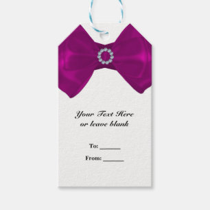 Fuchsia-Rosa Band & Diamanten Elegante Hochzeitsgu Geschenkanhänger