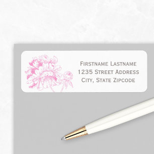 Fuchsia Rosa Florale Pfingstrosen-Hochzeitsadresse