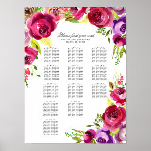 Fuchsia Rosa Frühlingsblütendiagramm Poster