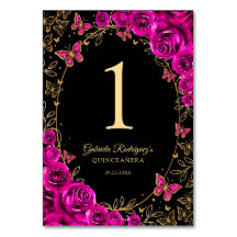 Fuchsia Rosa Gold Quinceanera