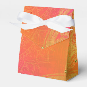 Fuchsia Rosa Orange und Gold Indischer Mandala Gla Geschenkschachtel