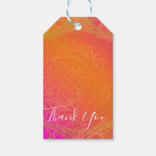 Fuchsia Rosa Orange und Gold Indischer Mandala-Par Geschenkanhänger