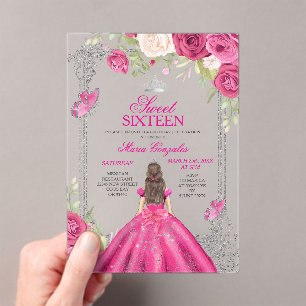 Fuchsia Rosa Rose Sweet 16 Prinzessin Einladung
