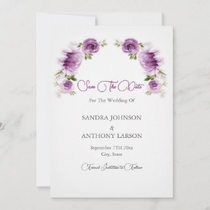 Fuchsia Roses et Pivoines Aquarelle Save The Date
