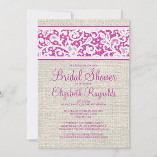 Fuchsia Rustikale Jute Leinen Hochzeitsdusche Einl Einladung