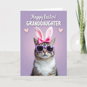 Fuchsia-Schleifen-Tabby-Osterkarte Karte