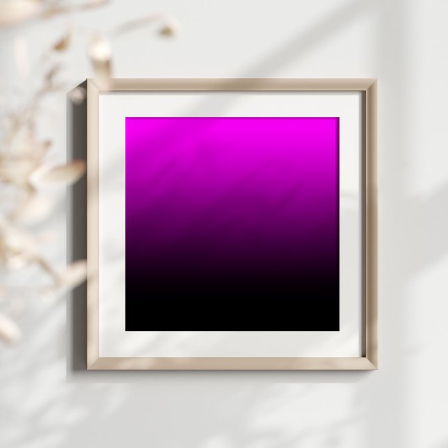 Fuchsia Schwarzer Ombre Poster (Fuchsia and black gradient ready for her monogram initial.)
