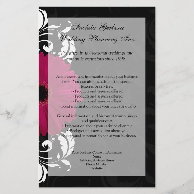 Fuchsia Scroll Gerbera Daisy w/Black and White Flyer (Vorne)