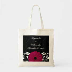 Fuchsia Scroll Gerbera Daisy w/Black and White Tragetasche
