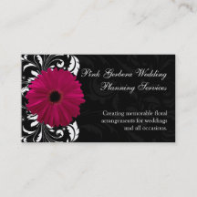 Fuchsia Scroll Gerbera Daisy w/Black and White