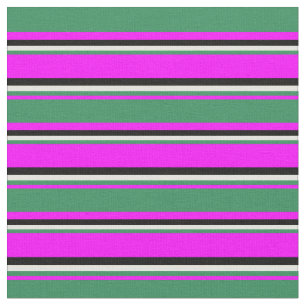 Fuchsia, Sea Green, Light Yellow & Black Pattern Stoff