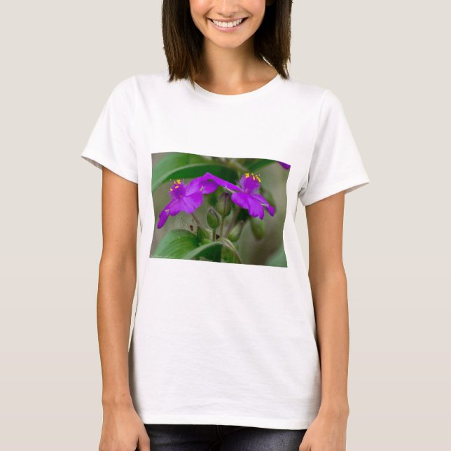 Fuchsia Spiderwort Twins Wildblume Geschenke Appar T-Shirt (Vorderseite)