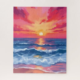 Fuchsia Strand Sonnenuntergang | Ozeanwellen Wasse