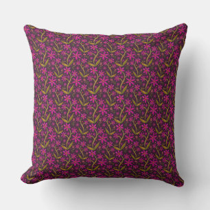 Fuchsia Tanzende Aquarell-Gänseblümchen Kissen