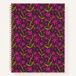 Fuchsia | Tanzende Aquarell-Gänseblümchen Notizbuch