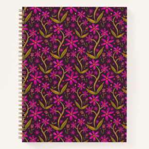 Fuchsia Tanzende Aquarell-Gänseblümchen Notizbuch