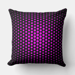 Fuchsia Techno Dots Modern Black Kissen