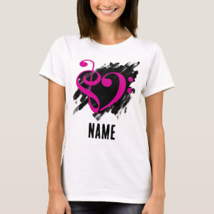 Fuchsia Treble Clef Bass Clef Herz individuell ang T-Shirt